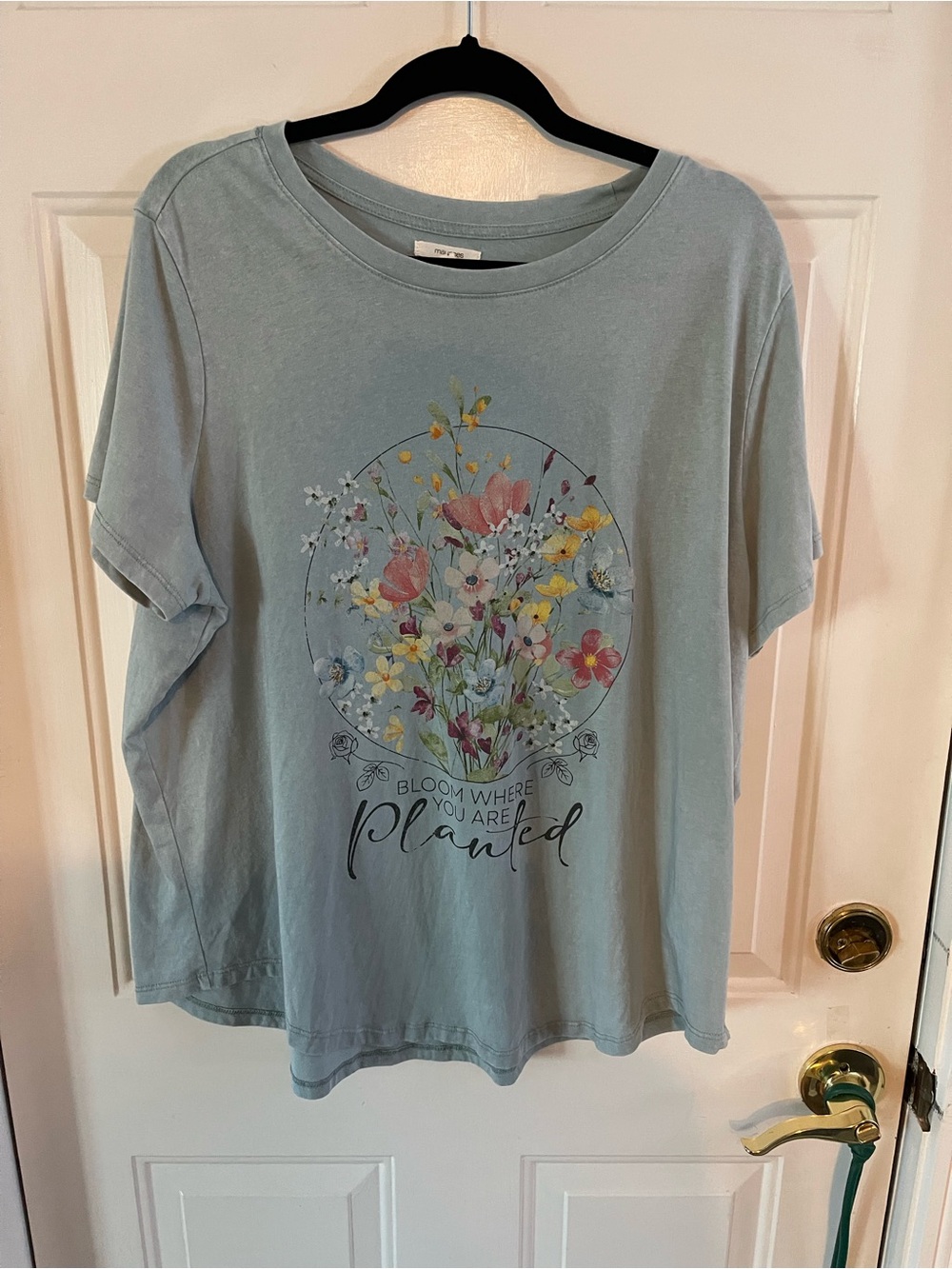 Maurices Light Blue Crewneck Tee with Subtle Graphic 1X